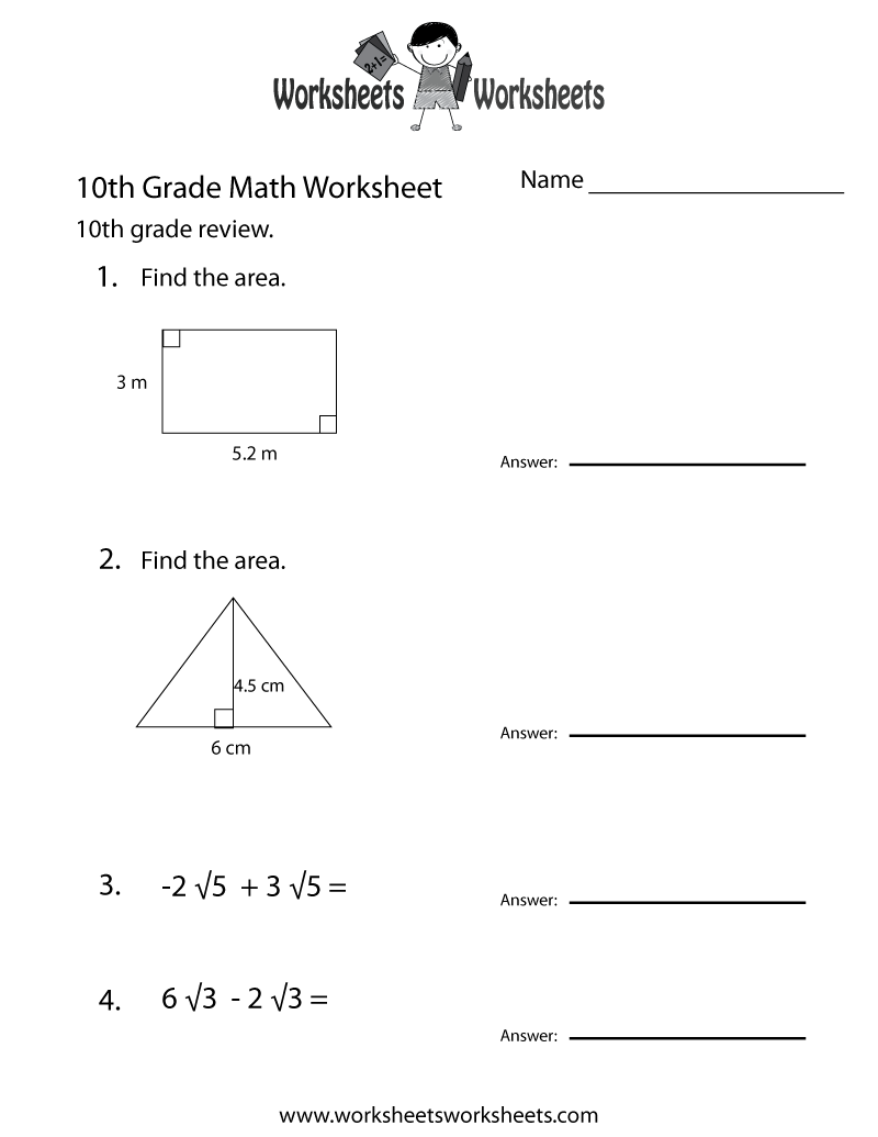 Free Printable Worksheets For 10th Grade