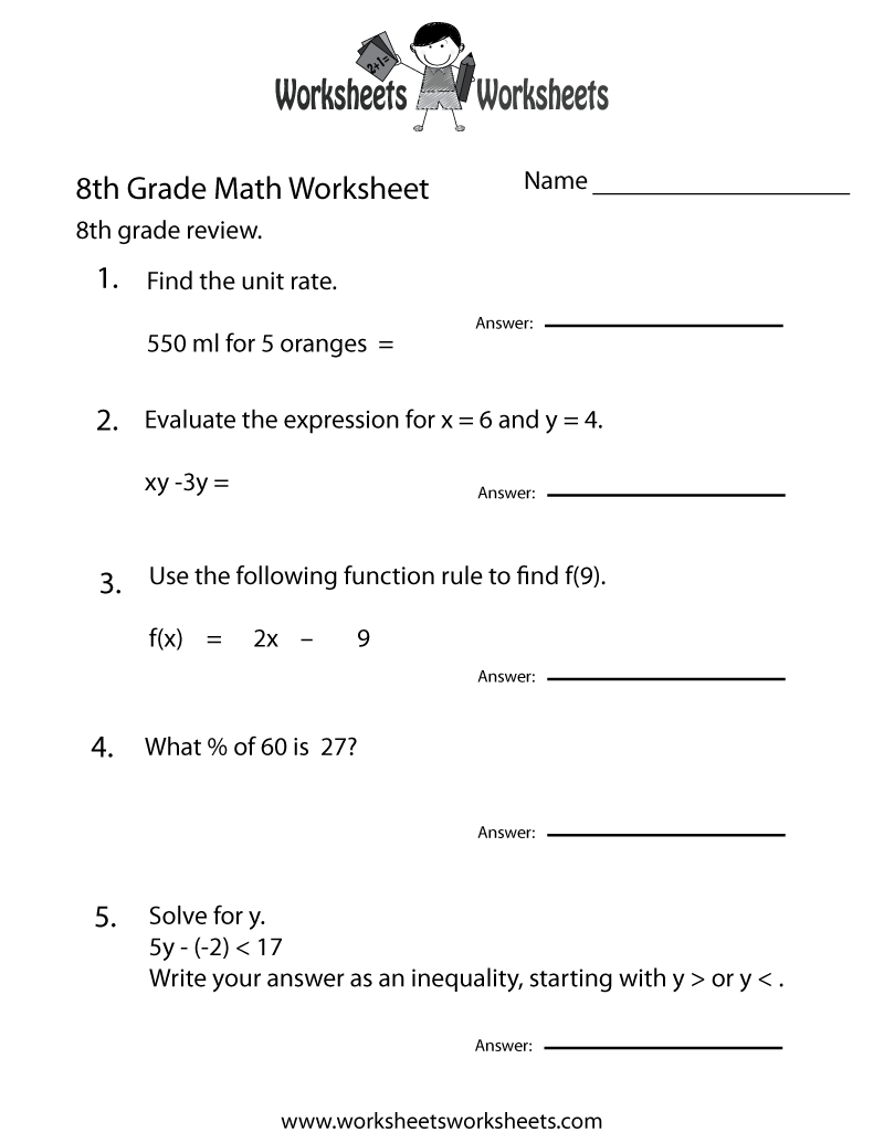 Free Printable Worksheets 8th Grade
