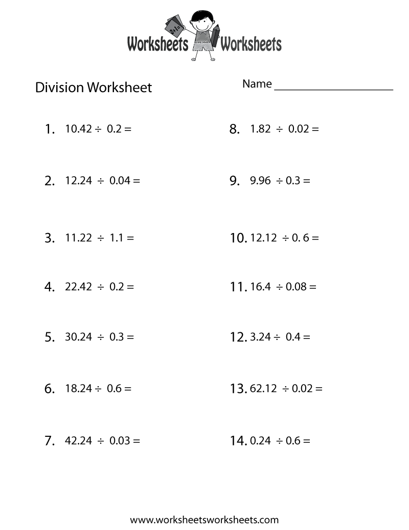 Decimal Division Worksheet - Free Printable Educational ...