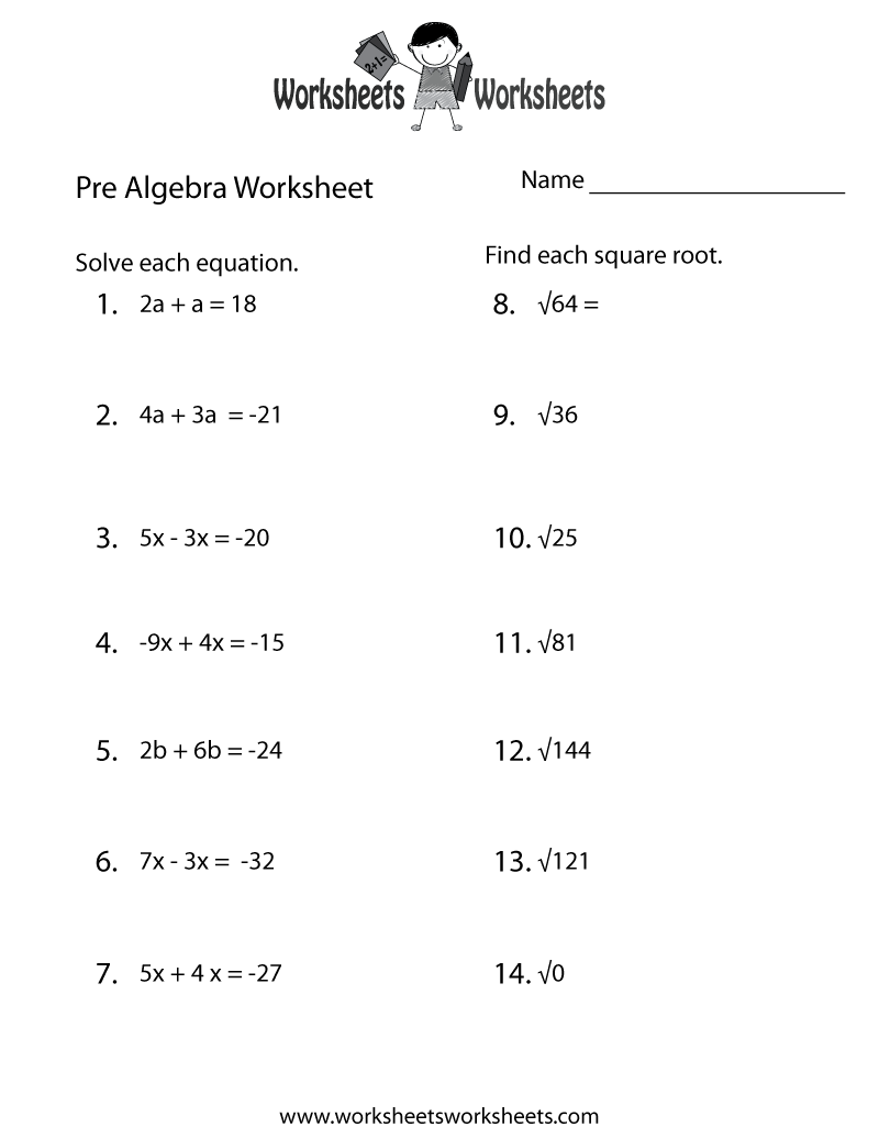 Pre Algebra Practice Worksheet Free Printable Educational Worksheet