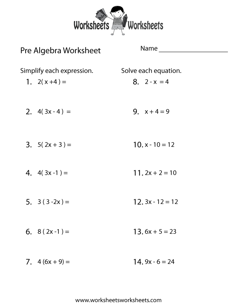Pre Algebra Review Worksheet Free Printable Educational Worksheet