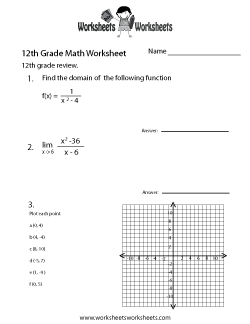 12th Grade Math Worksheets