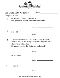 Third Grade Math Practice Worksheet