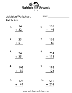 Math Addition Worksheet