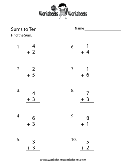 Simple Addition Worksheet