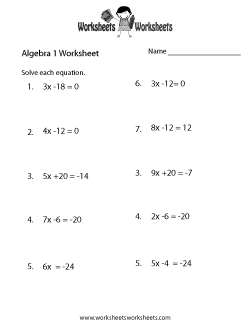 Algebra 1 Worksheets | Worksheets Worksheets