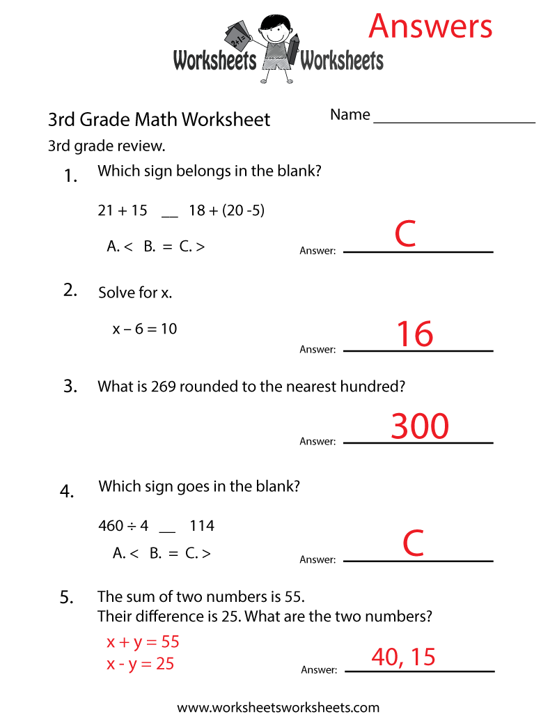 6th Grade Math Worksheets With Answer Key Printable Math Worksheets