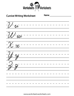 Cursive Letters Writing Worksheet