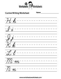 Teaching Cursive Writing Worksheet