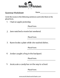 English Grammar Worksheet