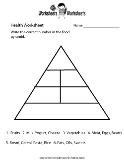 Food Pyramid Health Worksheet