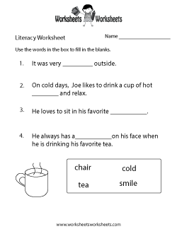 Kindergarten Literacy Worksheet