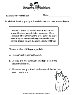 Finding the Main Idea Worksheet