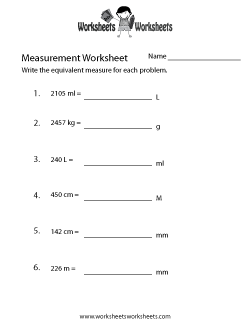 Measurement Conversion Worksheet