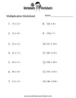 Multiplication Problems Worksheet