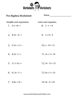 Pre-Algebra Review Worksheet