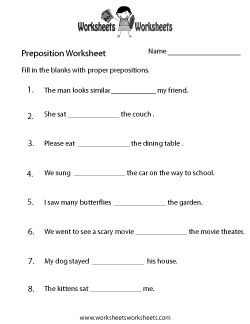 Preposition Practice Worksheet