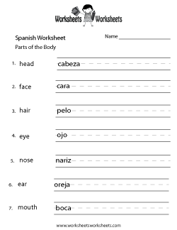 Beginning Spanish Worksheet