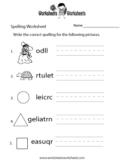 Spelling Practice Worksheet