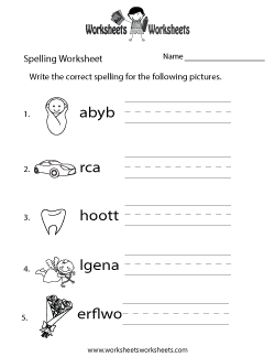 Spelling Test Worksheet