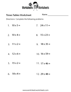 Fun Times Tables Worksheet