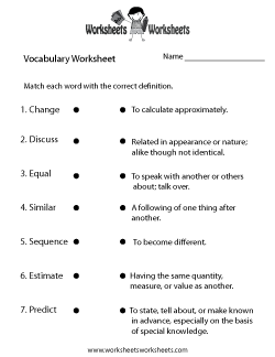 Vocabulary Building Worksheet