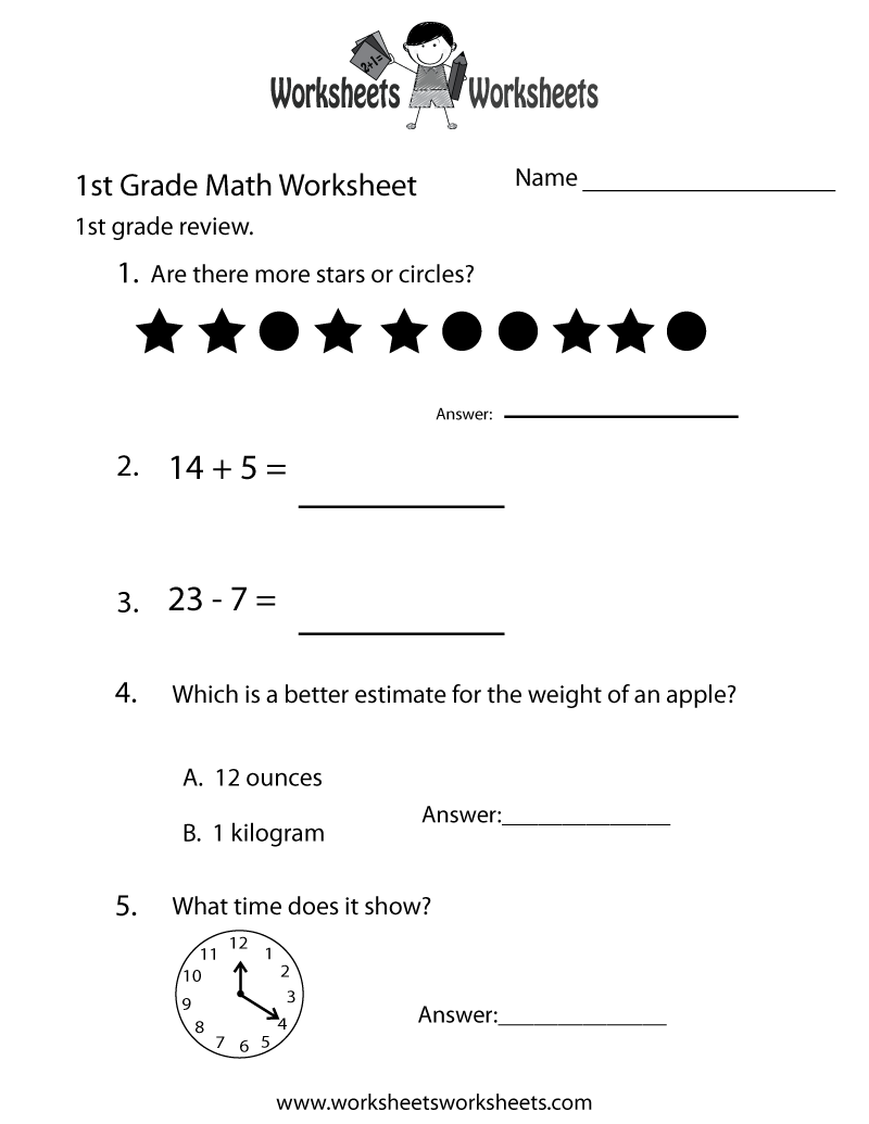 easy math worksheets for grade 1