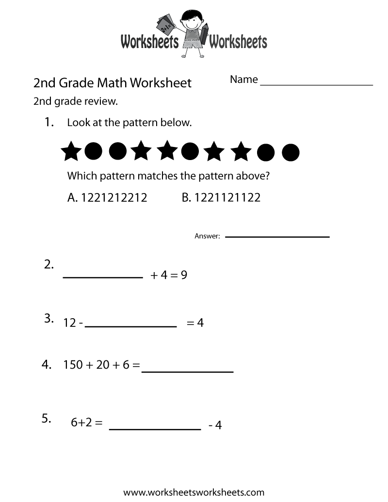 2nd Grade Math Review Worksheet Printable
