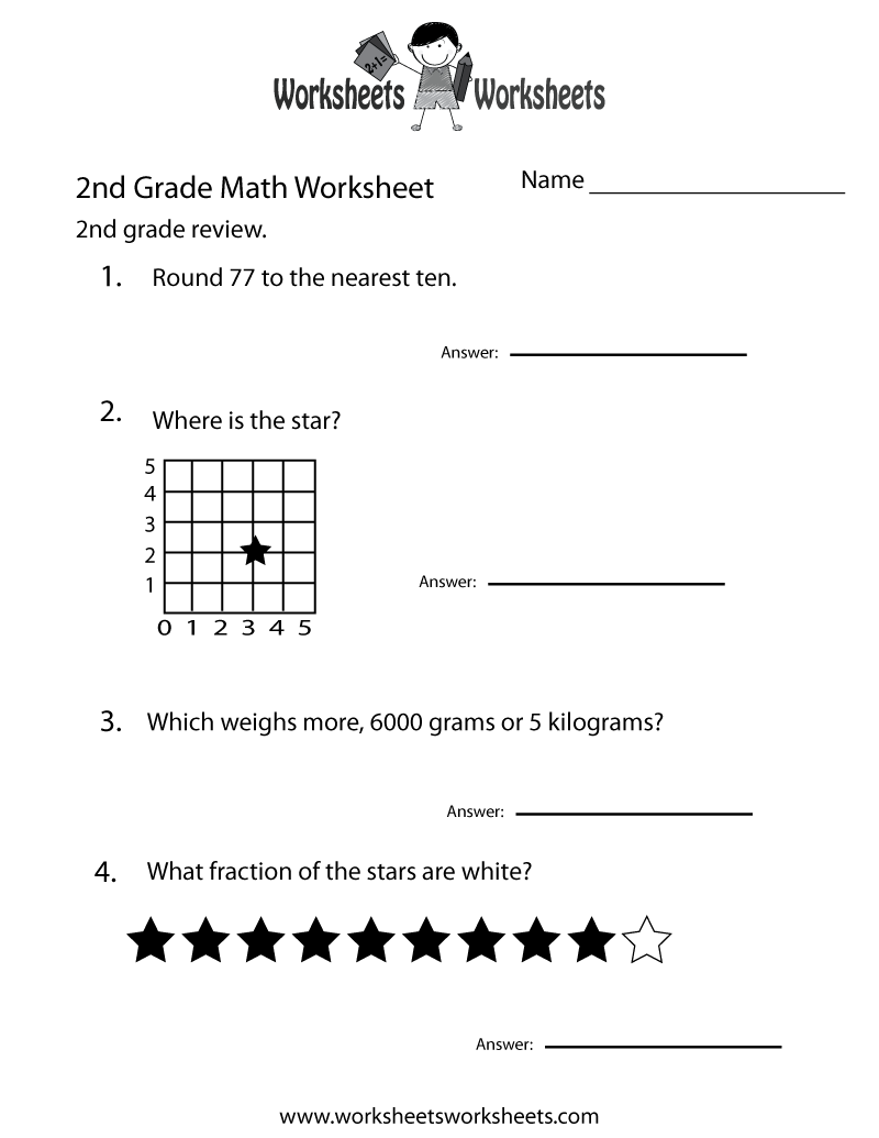 Second Grade Math Practice Worksheet Printable