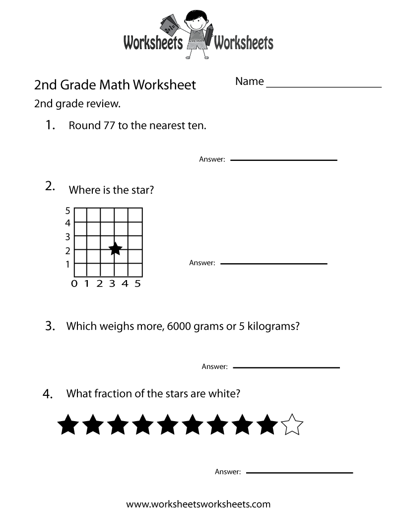 Second Grade Math Practice Worksheet Worksheets Worksheets