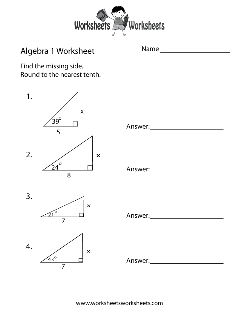 Simple Algebra 1 Worksheet - Free Printable Educational Worksheet