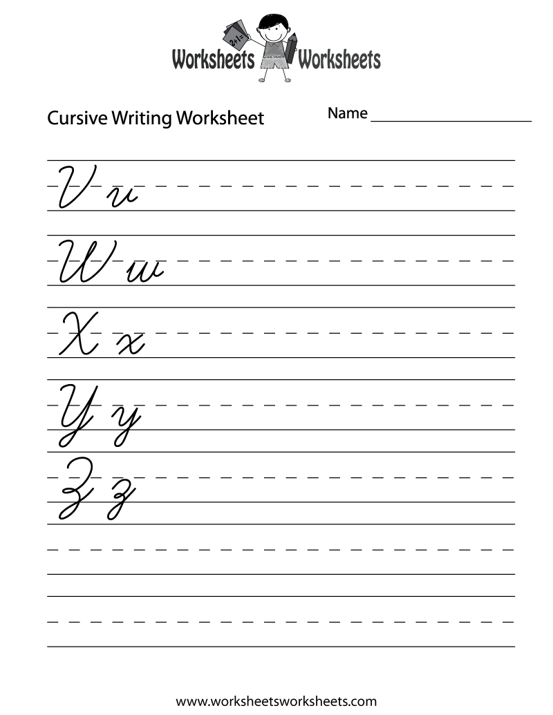 Cursive Letters Writing Worksheet Printable
