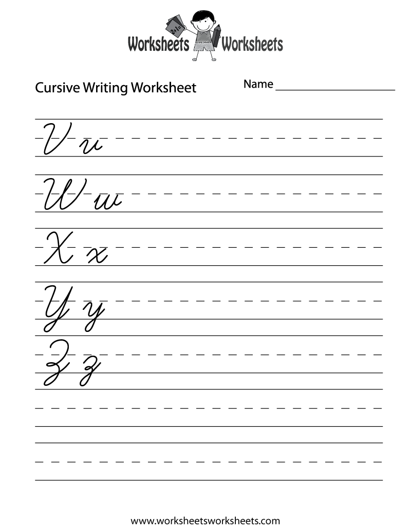 Cursive Letters Writing Worksheet - Free Printable Educational Worksheet