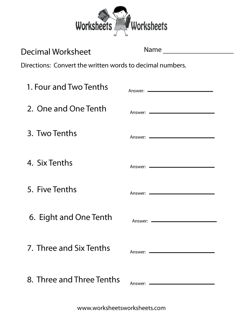 Decimal Practice Worksheet Worksheets Worksheets