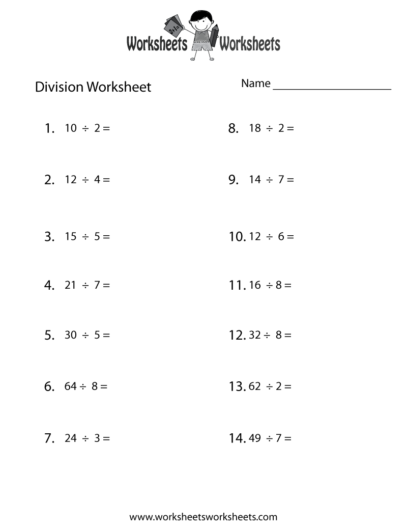 Division Practice Worksheet Printable