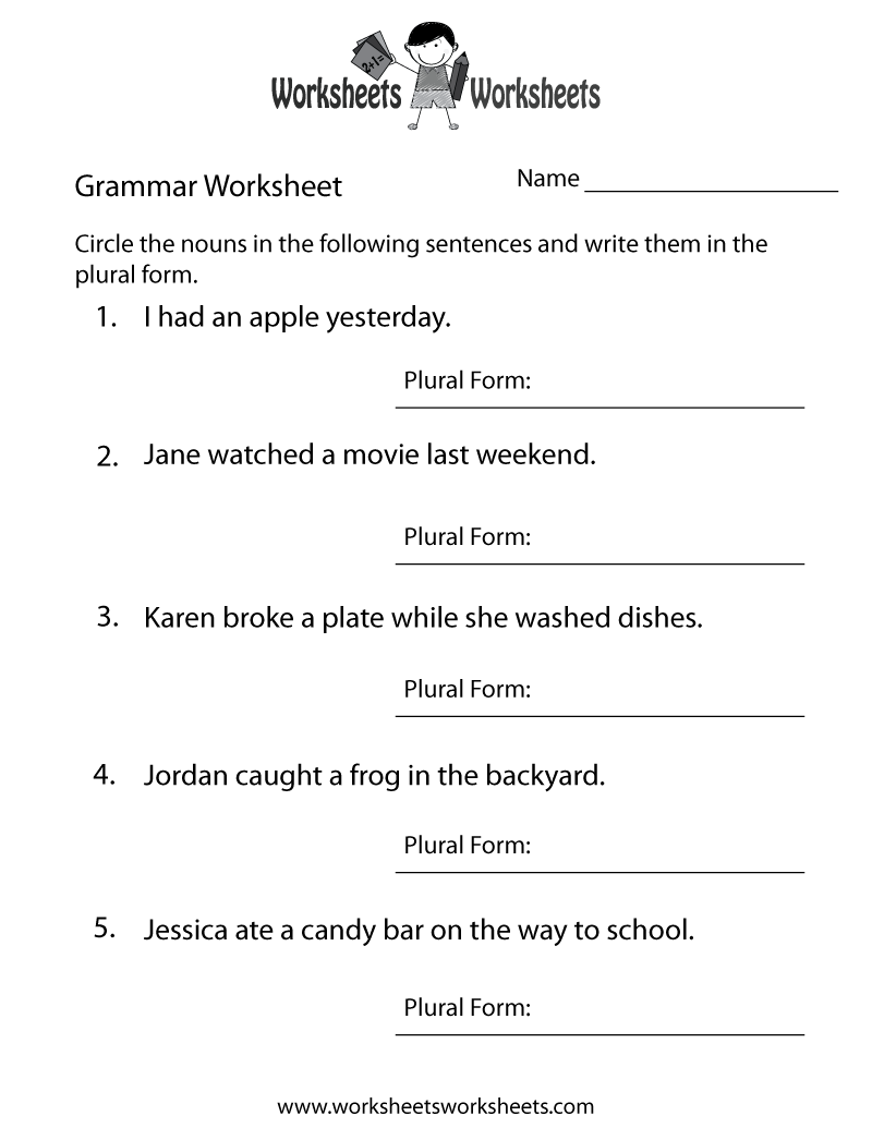 English Grammar Worksheet Worksheets Worksheets