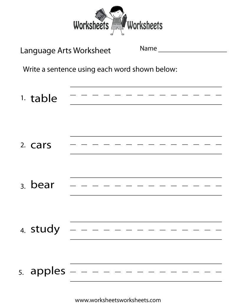 Free Worksheets Language Arts Printable