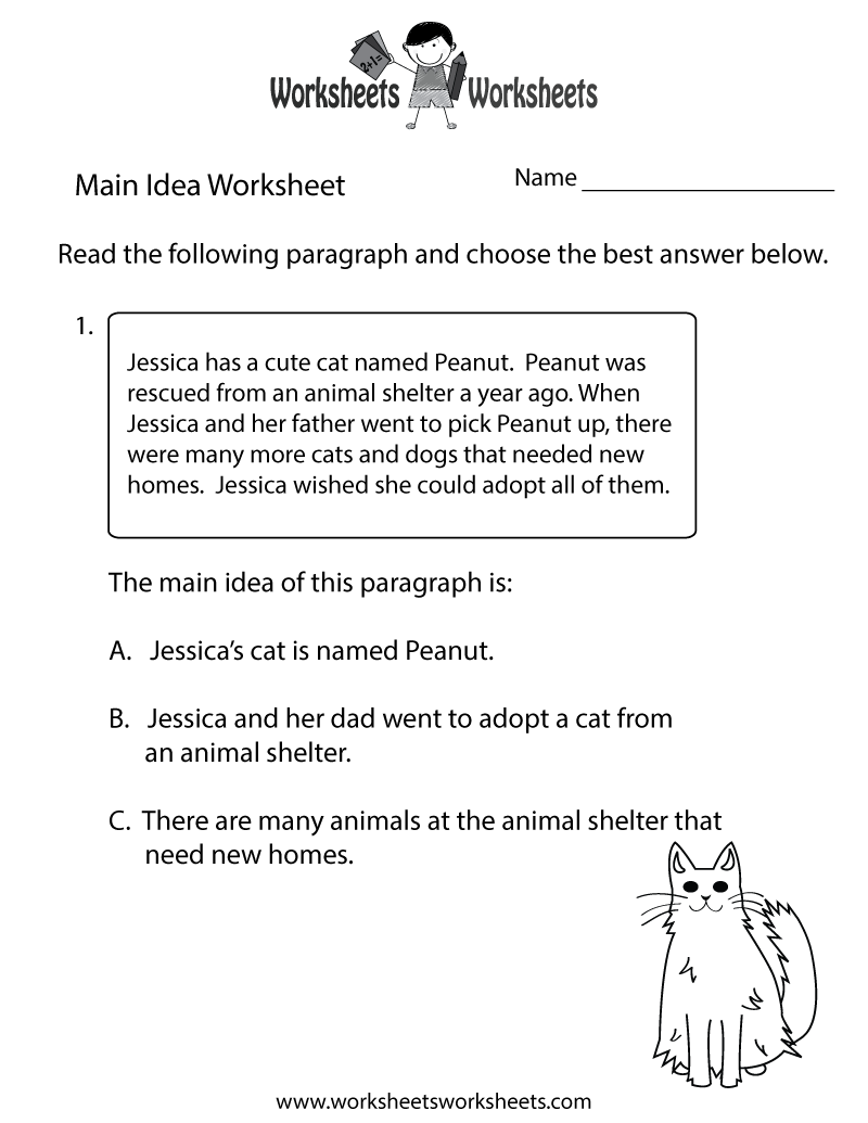 Finding the Main Idea Worksheet Printable