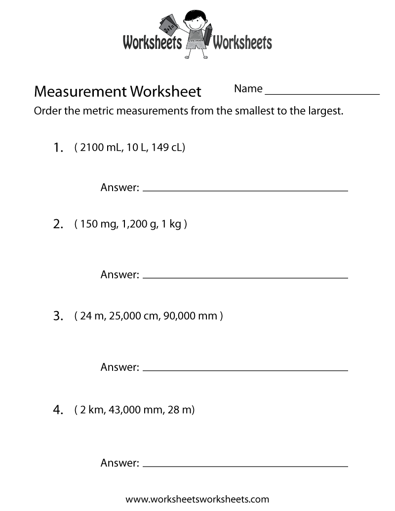 Metric Measurement Worksheet Printable