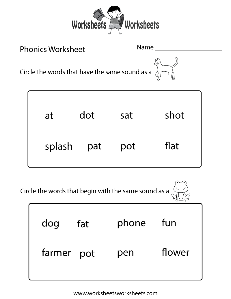 Kindergarten Phonics Worksheet Worksheets Worksheets