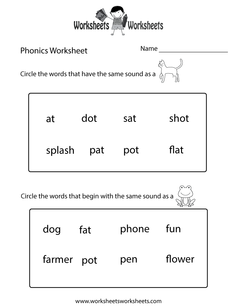 Kindergarten Phonics Worksheet Printable