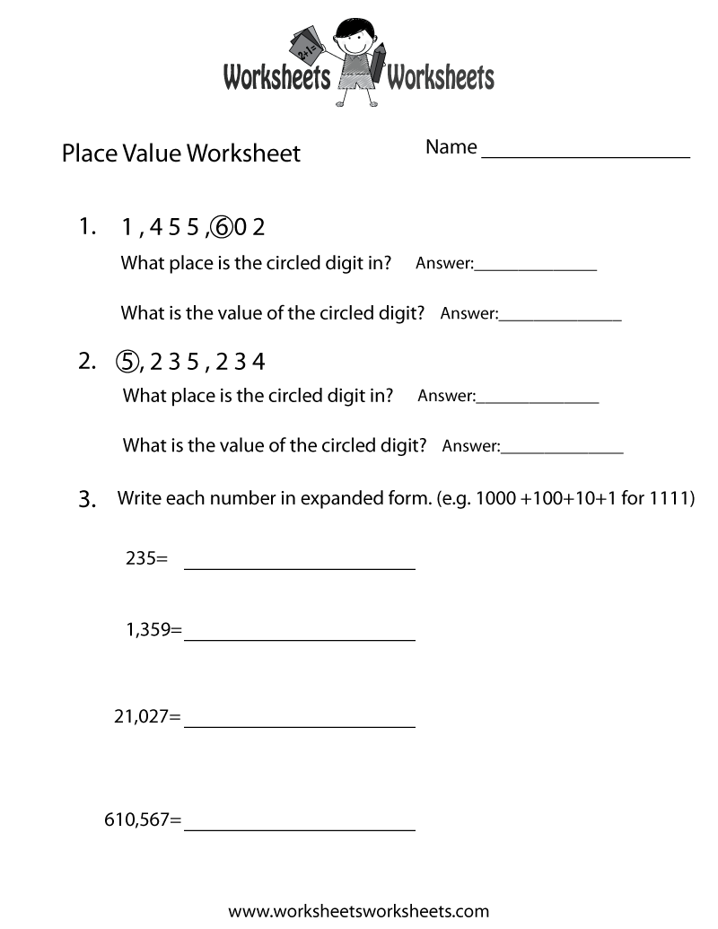 Place Value Practice Worksheet Printable