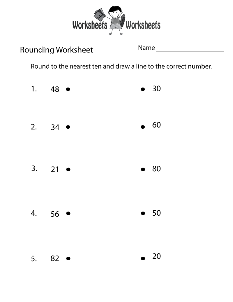 Rounding Whole Numbers Worksheet Printable