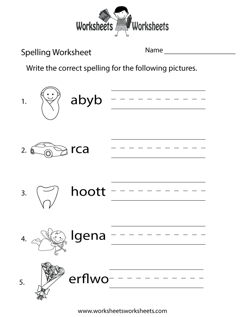 Spelling Test Worksheet - Free Printable Educational Worksheet