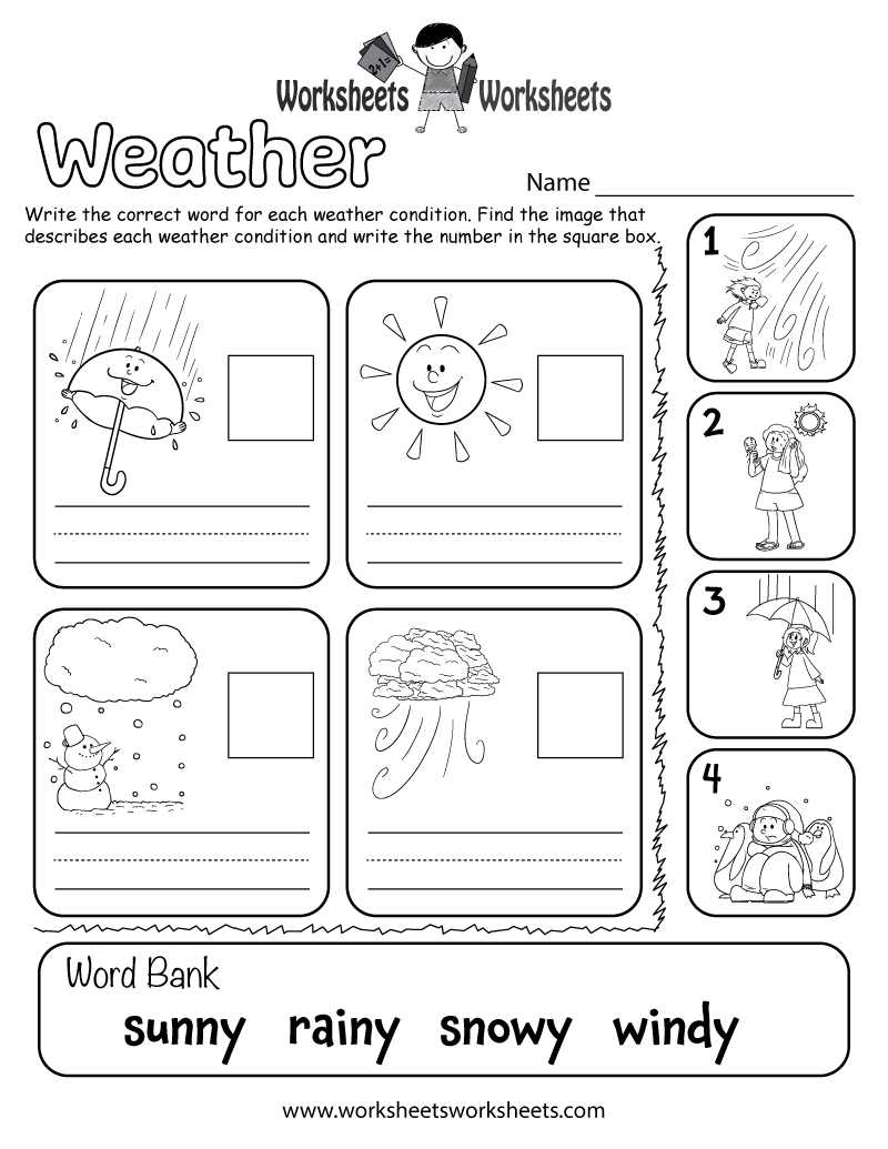 Weather Worksheet for Kids Printable